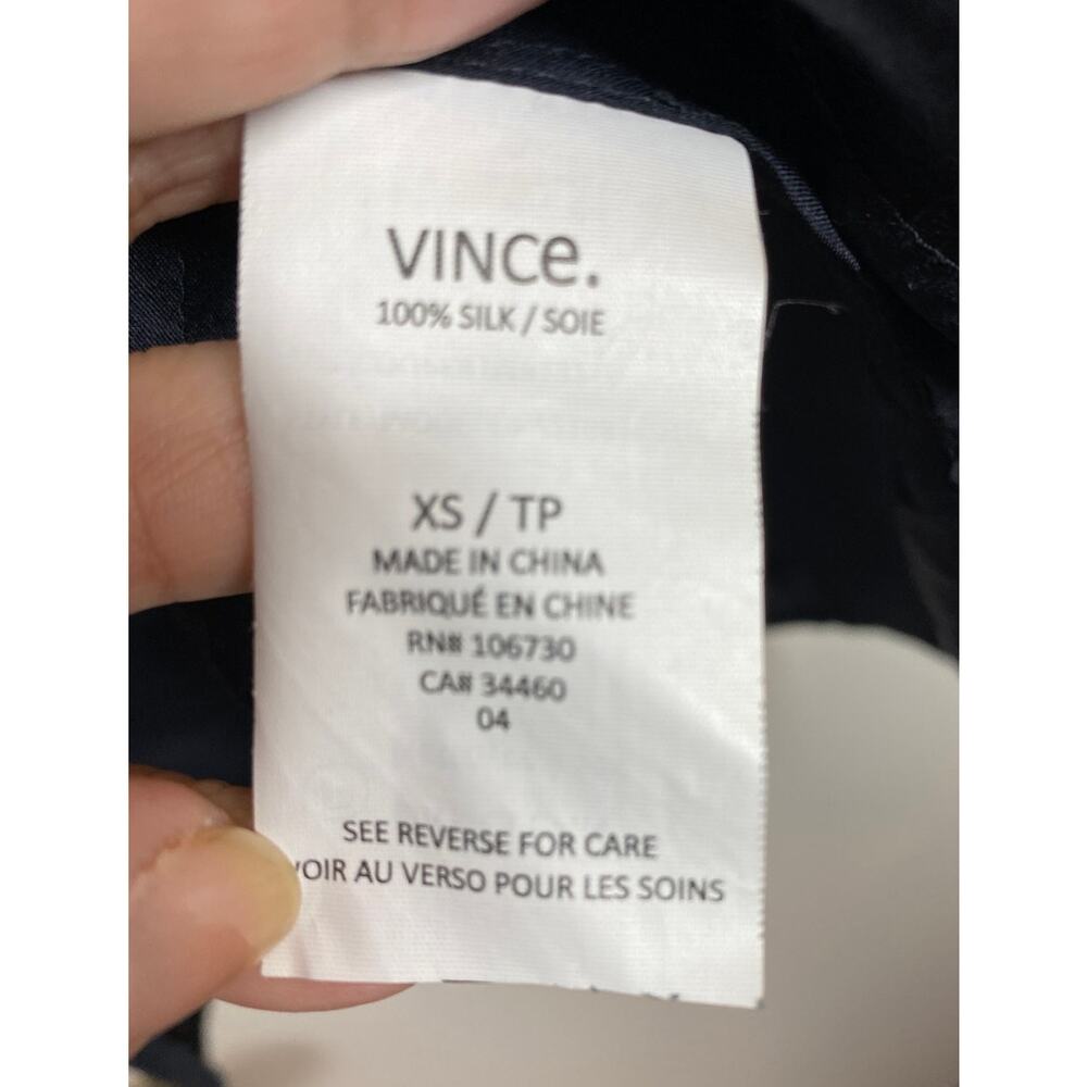 Vince 100% Silk Tunic 3/4 Sleeve Blouse XS - Picture 7 of 9